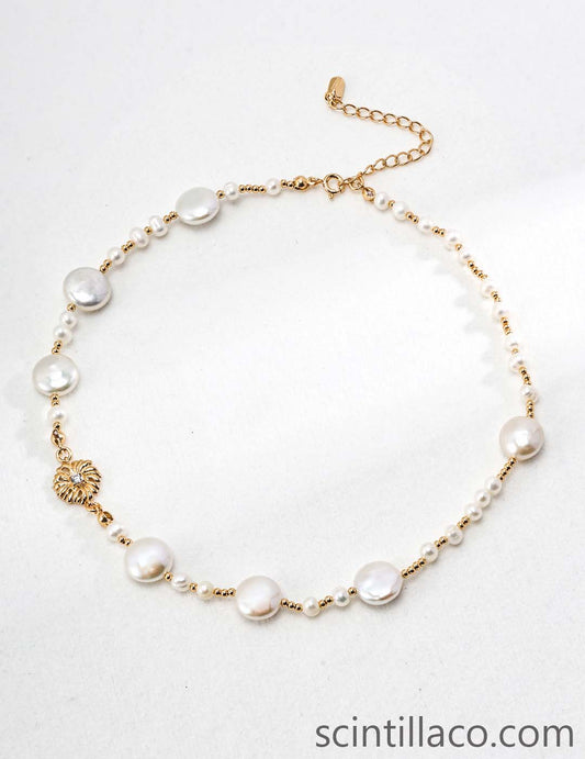 Golden Silver Necklace with Pearl