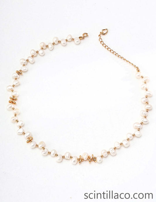 Golden Color Necklace with Pearl