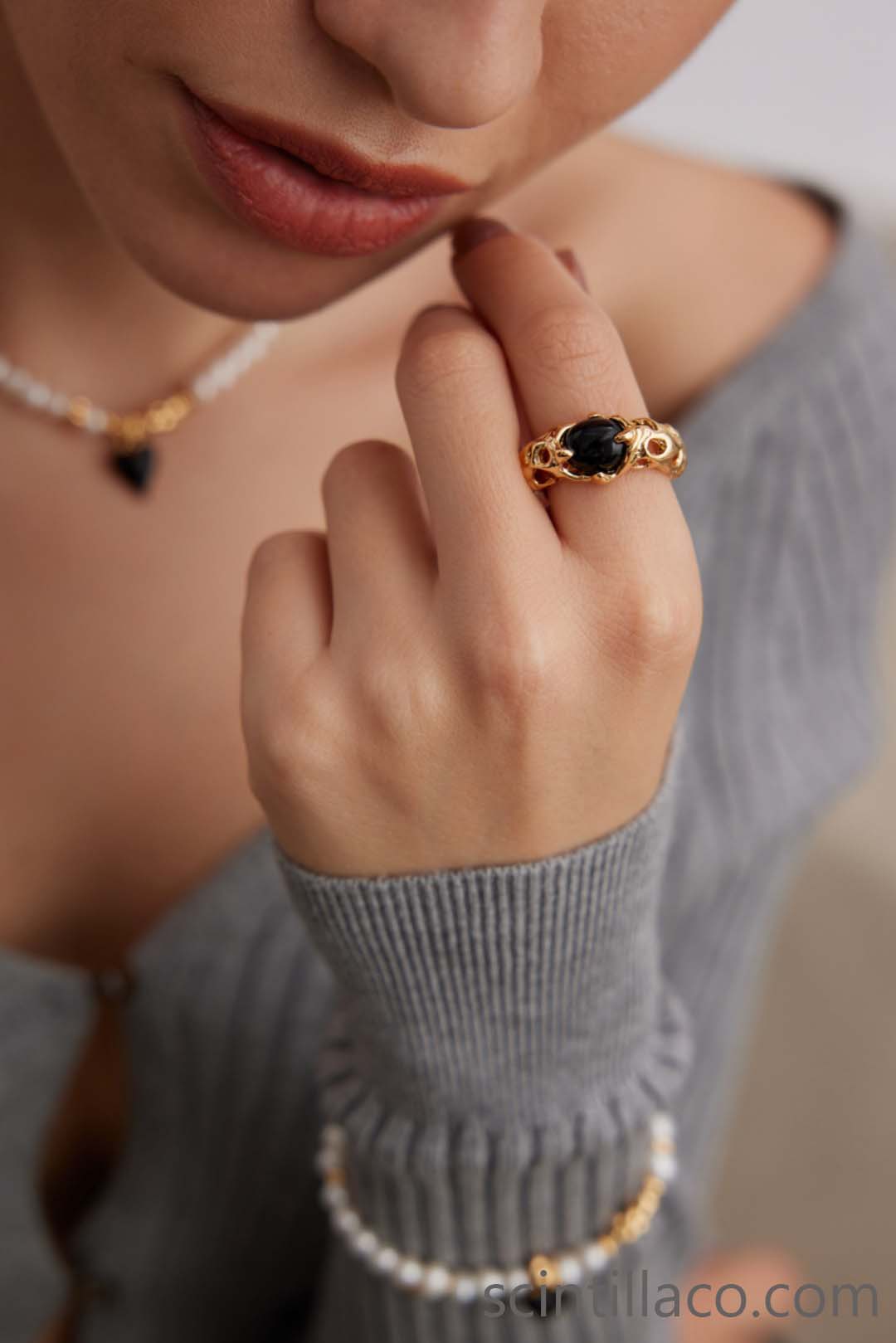 Black Agate Ring