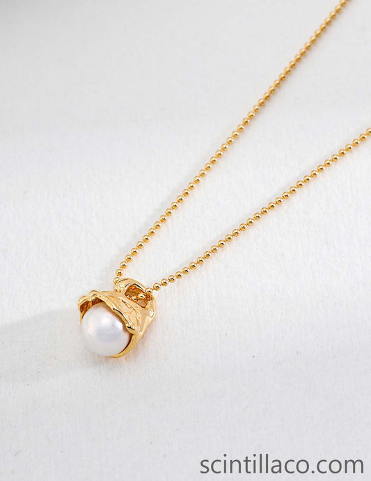 Golden Color Necklace with Pearl