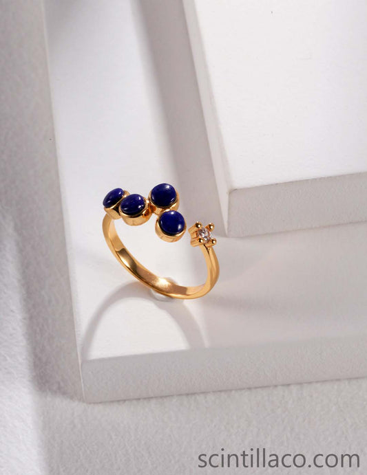 Golden Color Ring with Lapis Lazuli