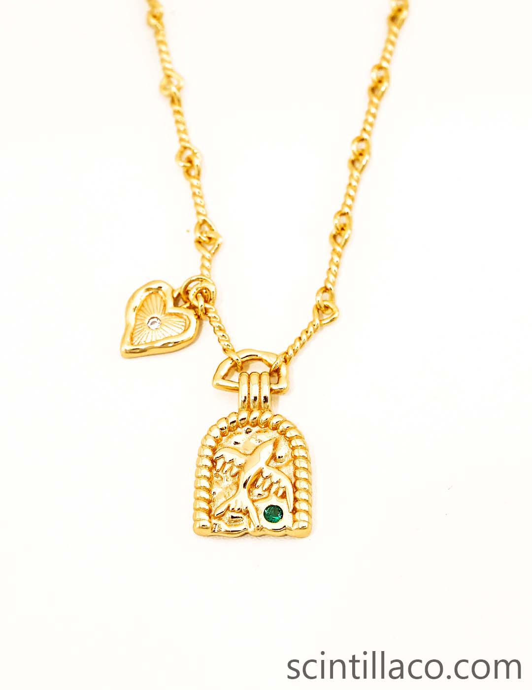 Old Fashion Golden Silver Necklace with Zircon Stone