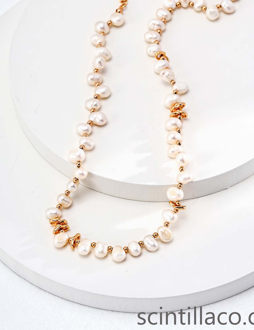 Golden Color Necklace with Pearl