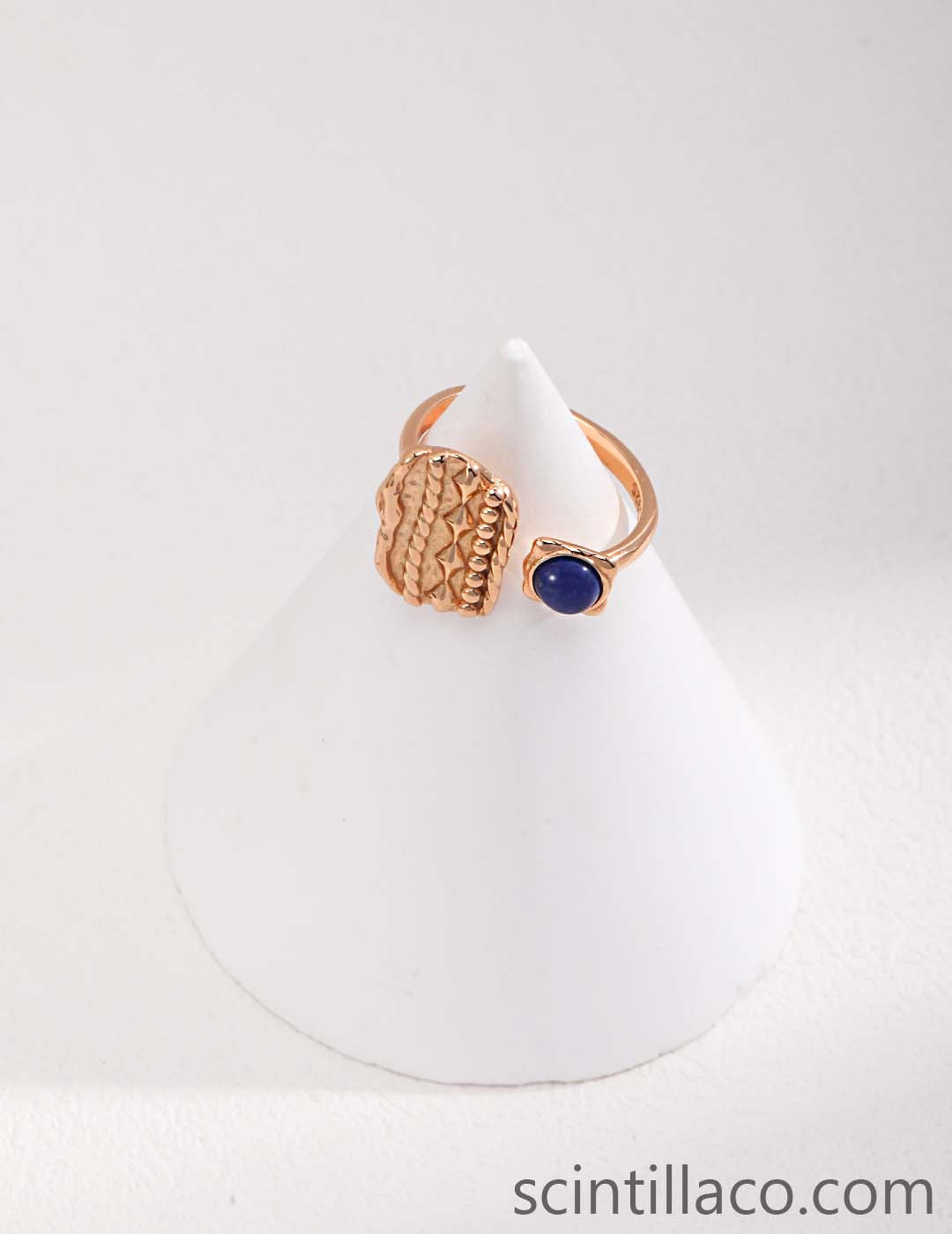 Golden Color Blue Lapis Lazuli Ring