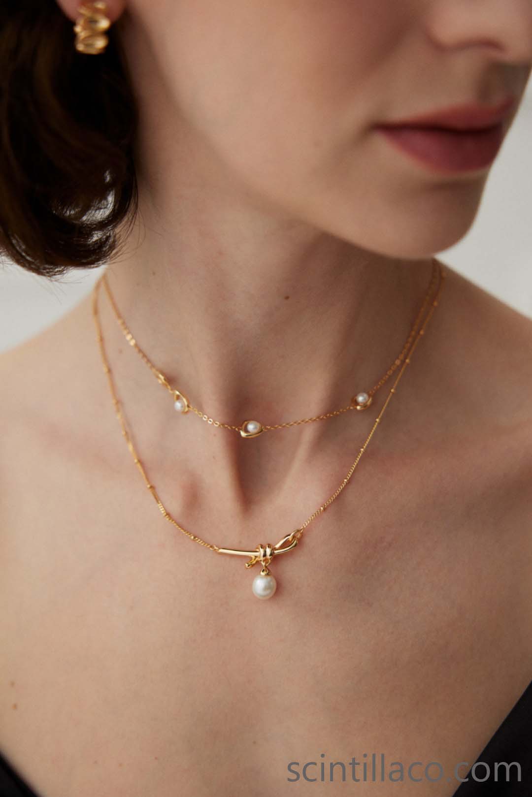 Golden Color Necklace with Pearl