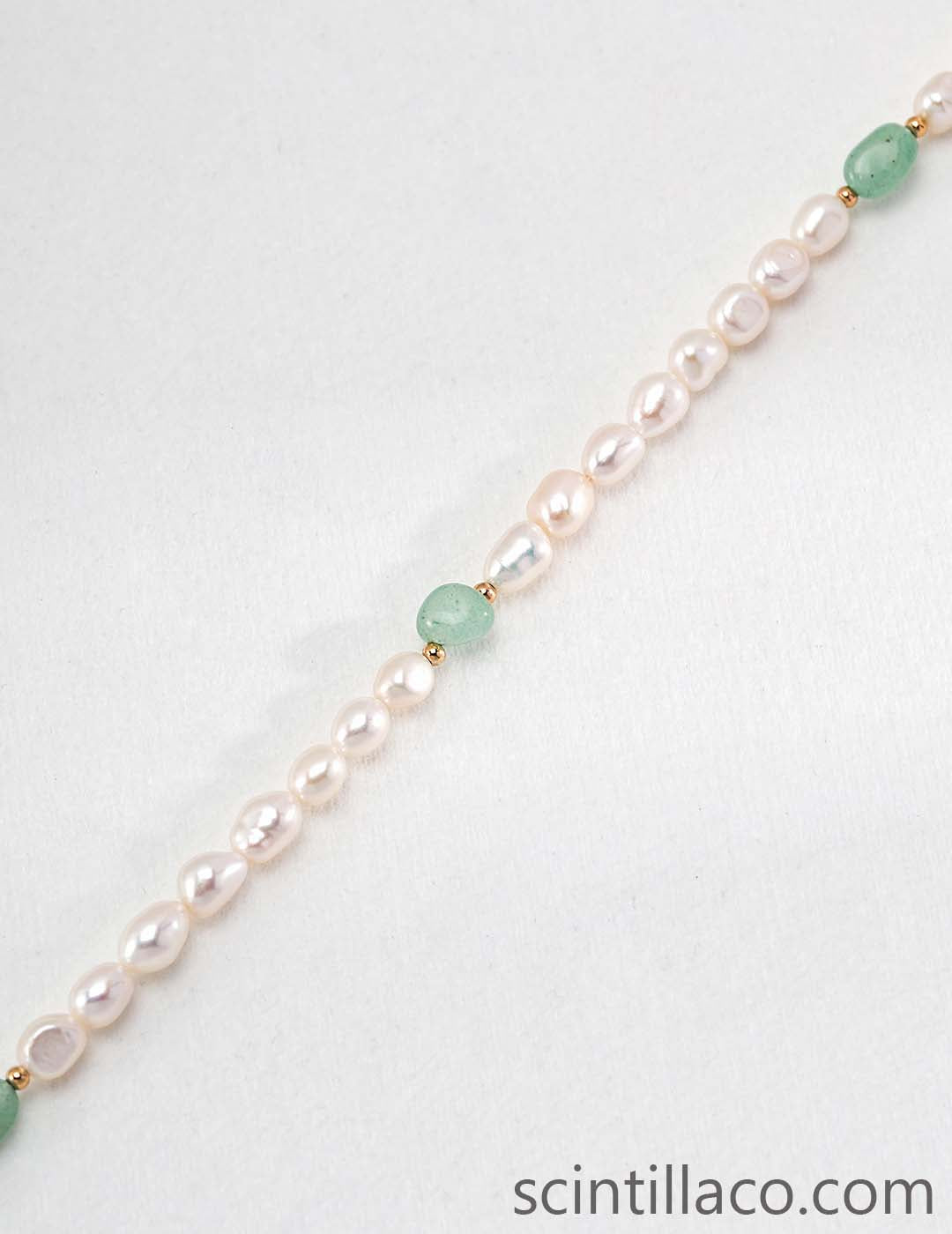 Silver Necklace with Pearl and Jade