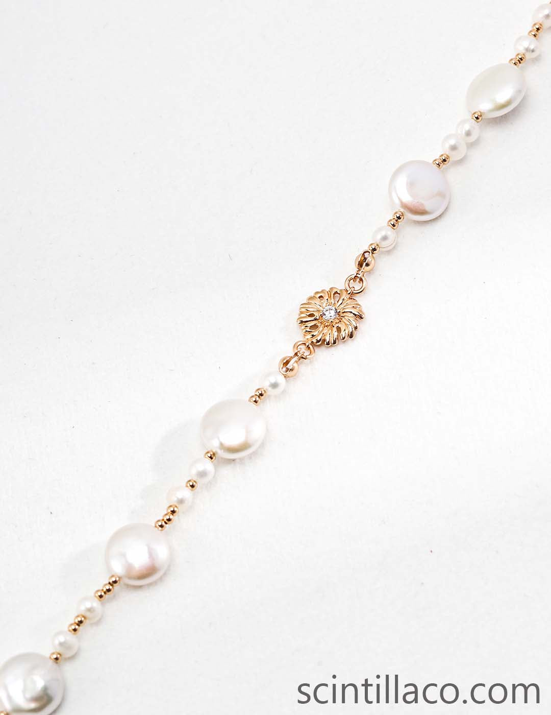 Golden Silver Necklace with Pearl