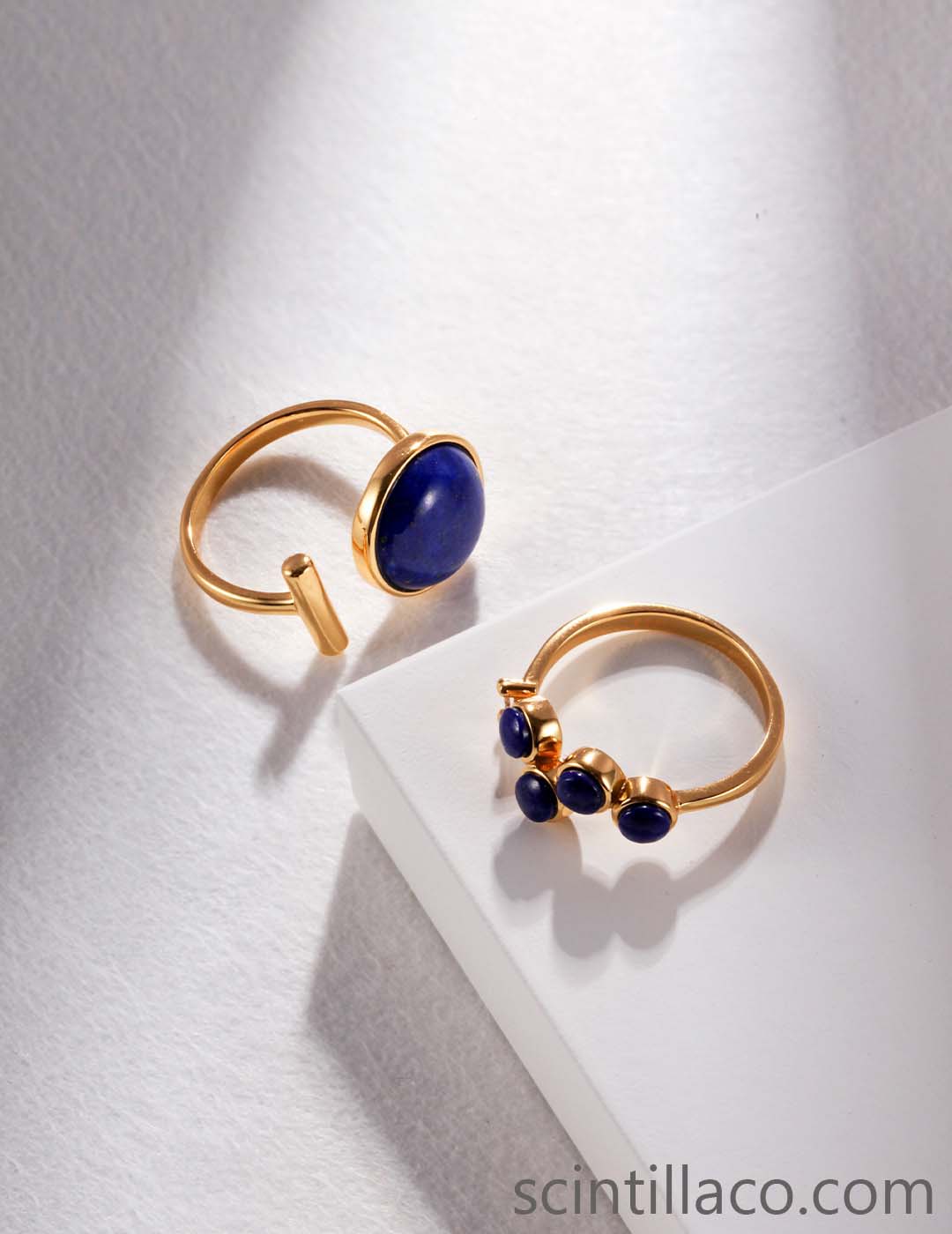 Golden Color Ring with Lapis Lazuli