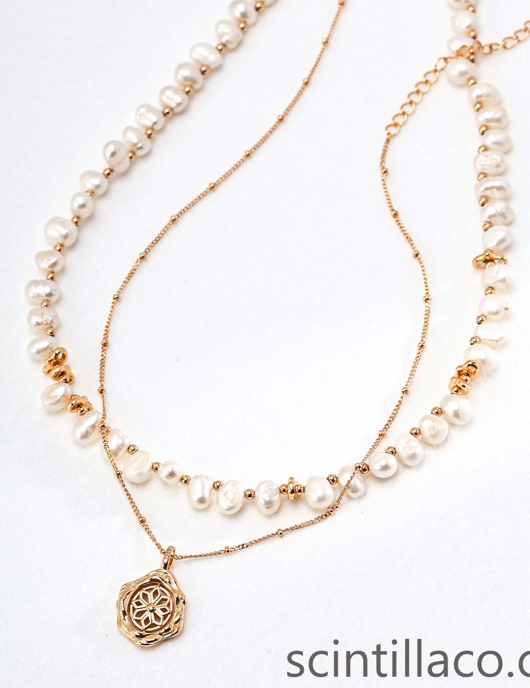 Golden Color Necklace with Pearl