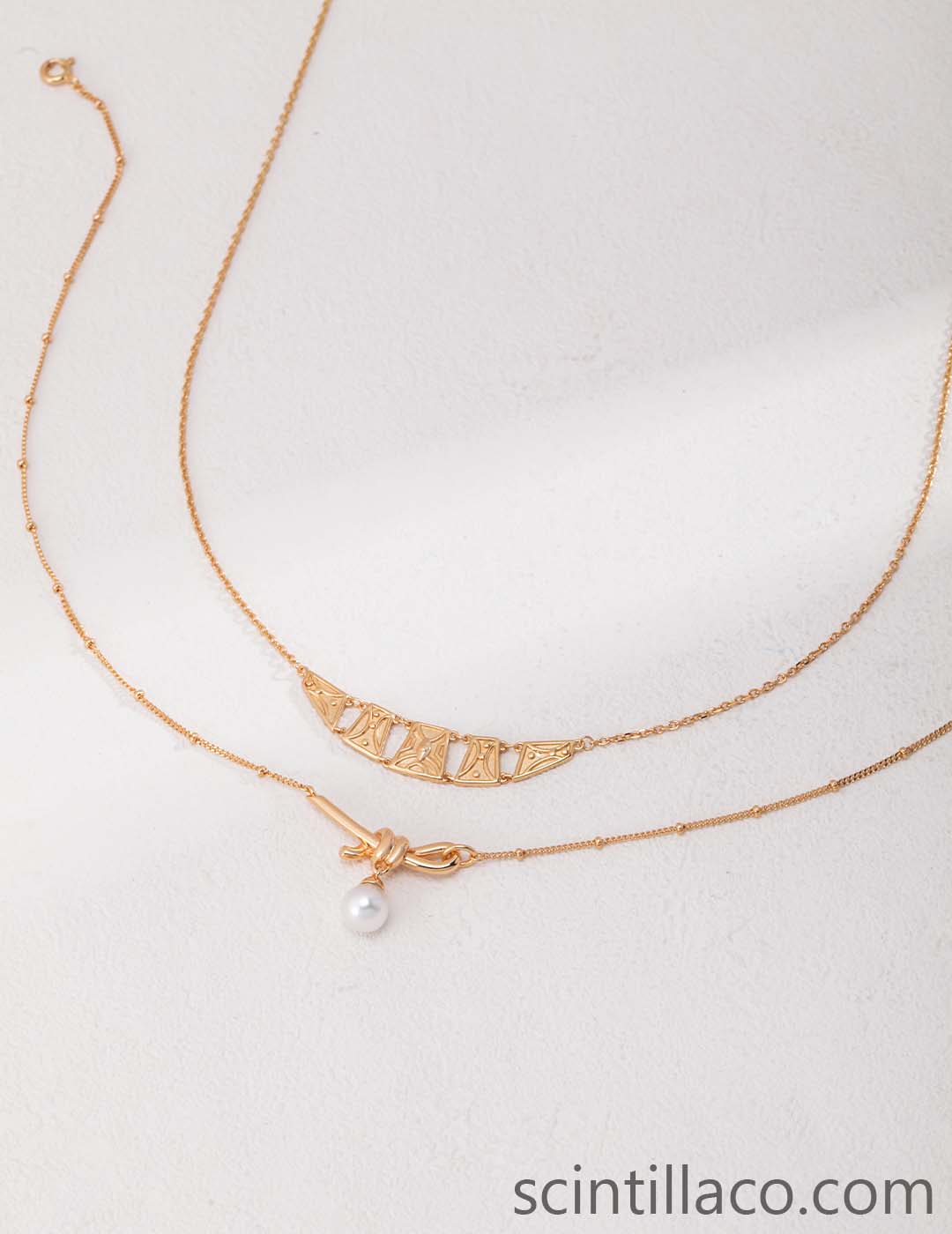 Golden Color Necklace with Pearl