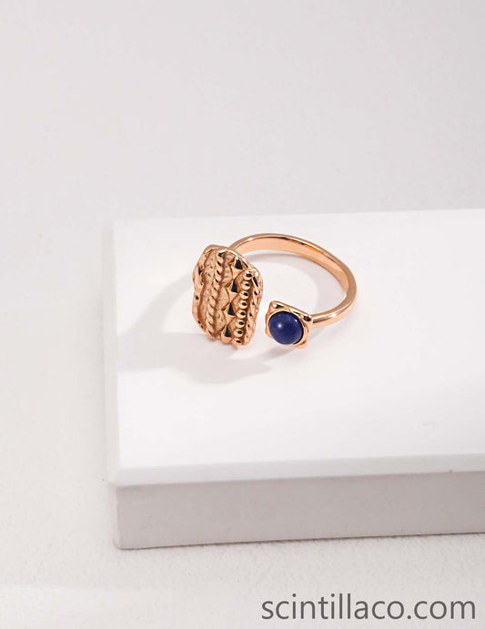 Golden Color Blue Lapis Lazuli Ring