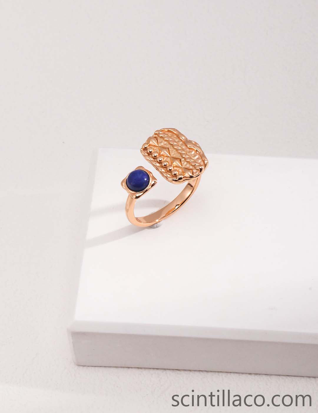 Golden Color Blue Lapis Lazuli Ring