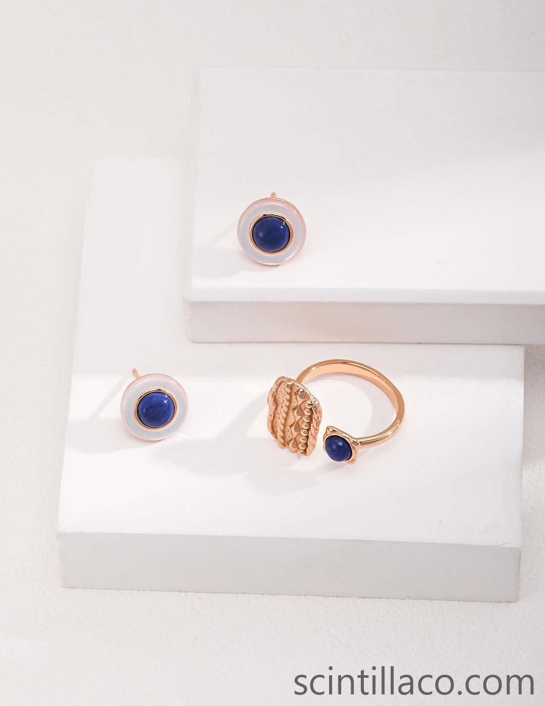 Golden Color Blue Lapis Lazuli Ring