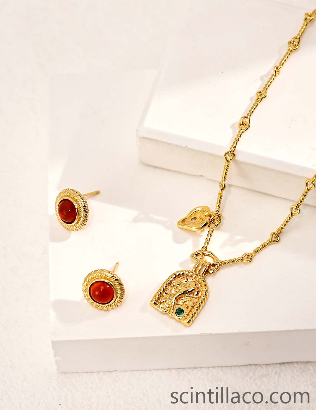 Old Fashion Golden Silver Necklace with Zircon Stone