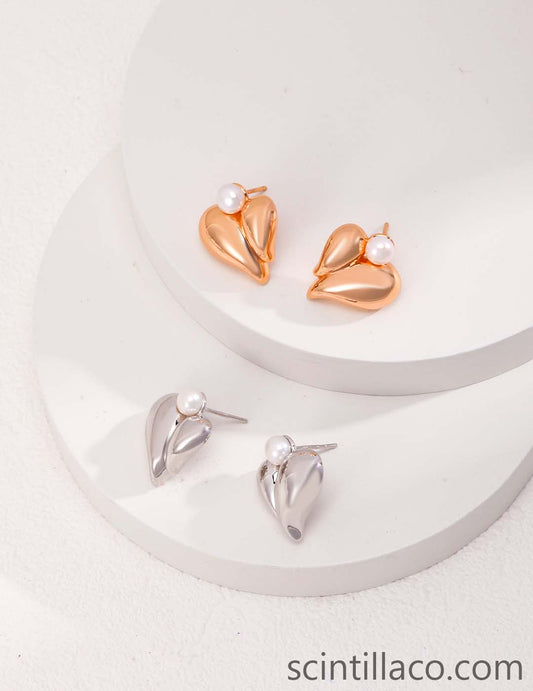 Golden Color Heart Shape Earrings