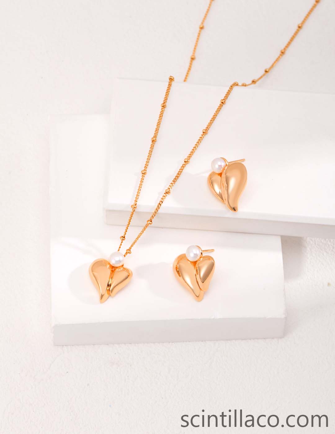 Golden Color Heart Shape Earrings