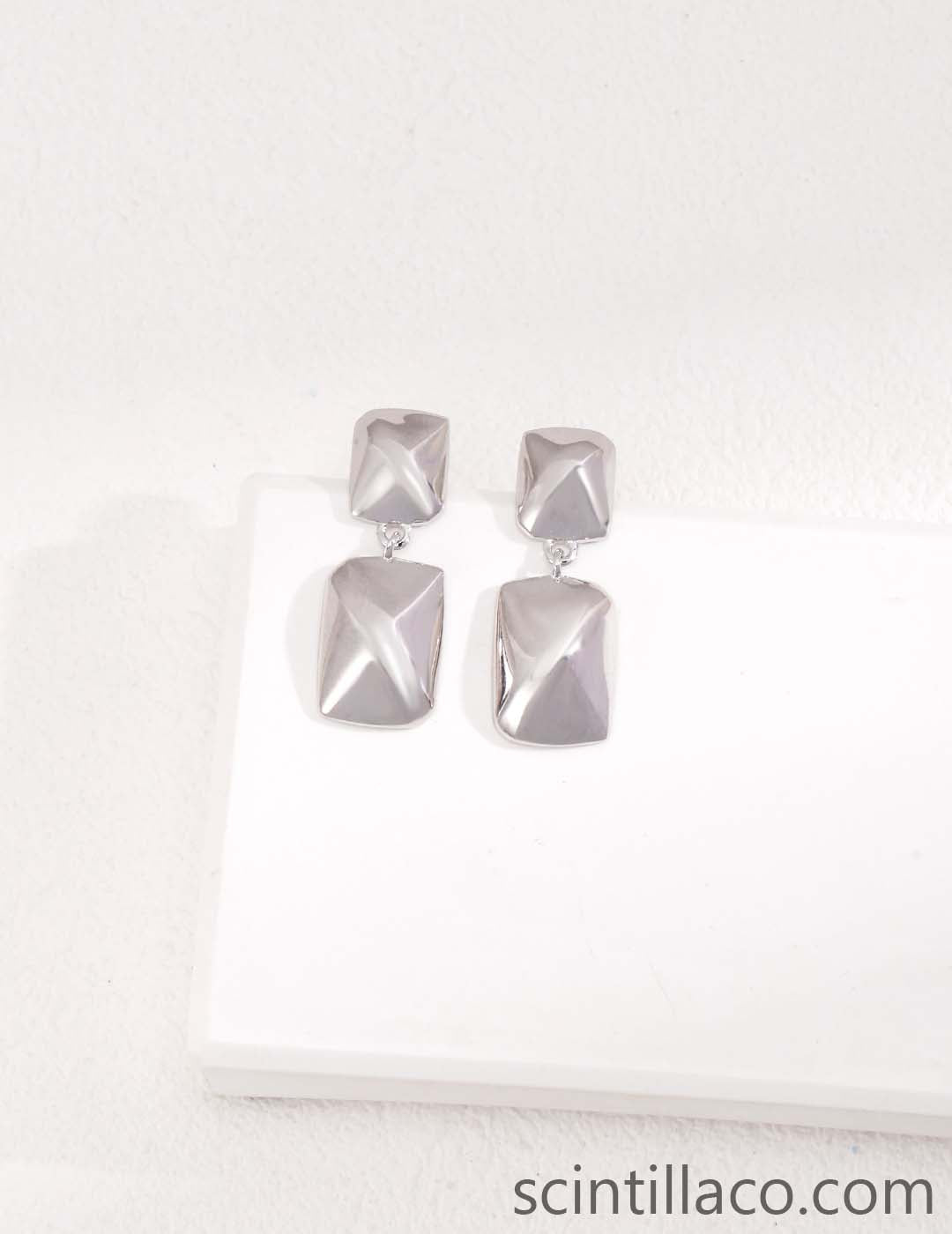 Silver Square Earrings