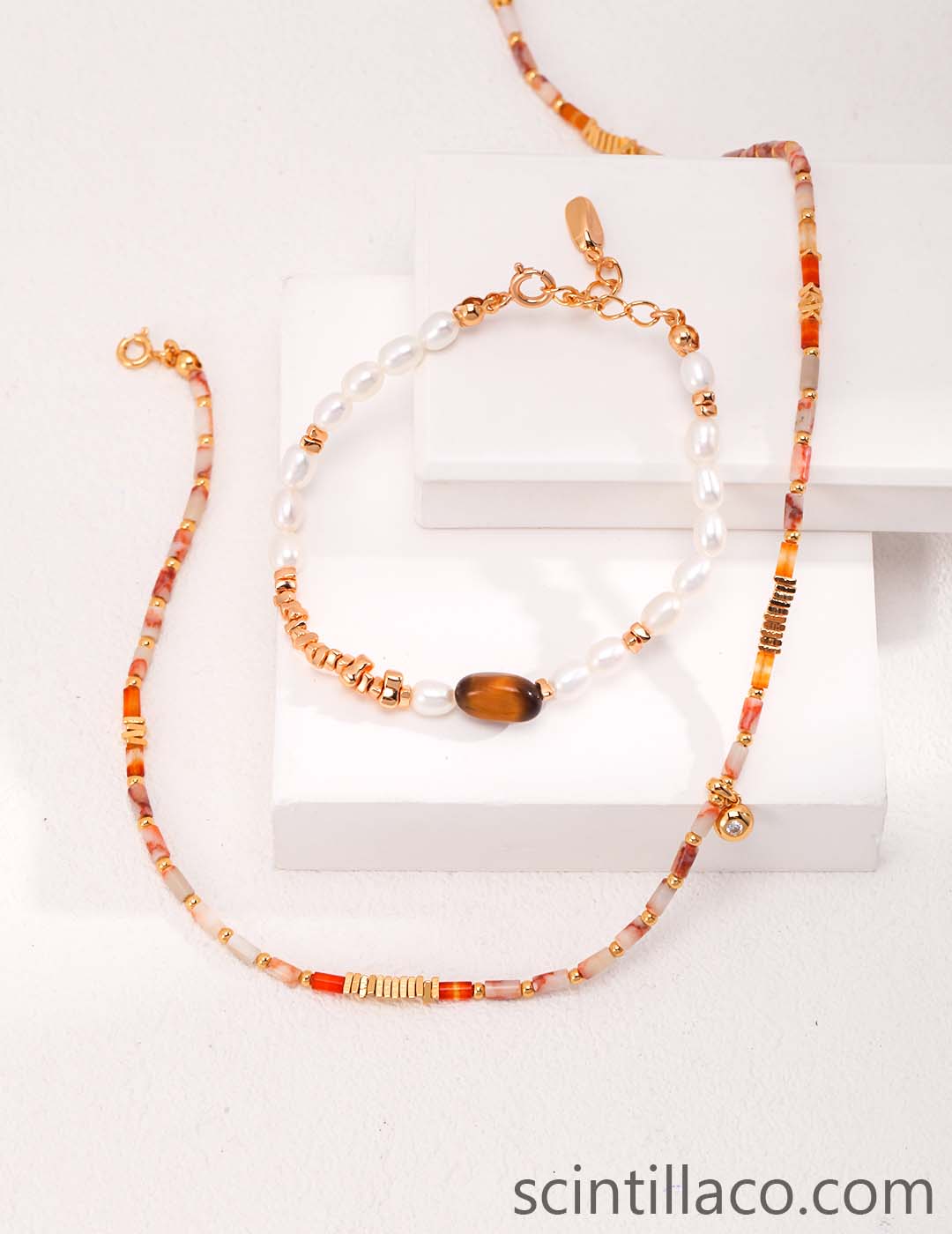 Silver Zircon & Agate Necklace