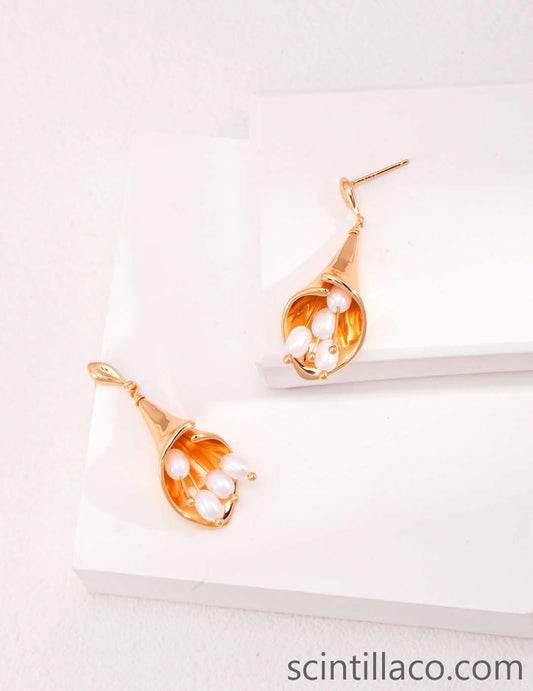 Golden Color Pearl Earrings