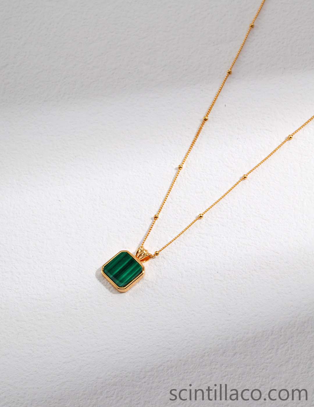 Golden Color Necklace with Malachite