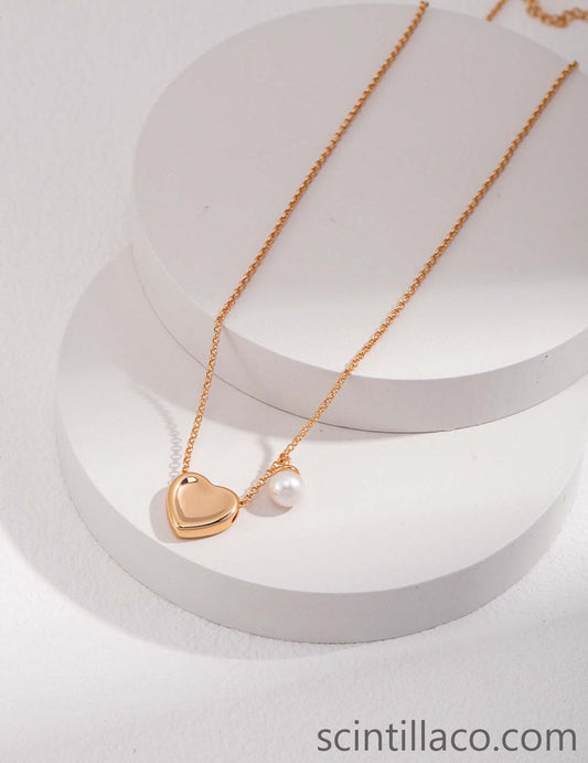 Heart Shape Necklace with Pearl